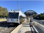 Looking east from Lick Mill Station with VTA light rail train